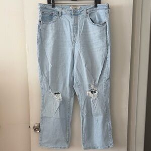 Levi’s Ribcage Straight Ankle Light Blue Distressed Women Jeans